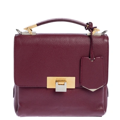 Pre-owned Balenciaga Burgundy Leather Le Dix Cartable Top Handle Bag