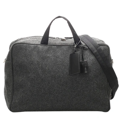Pre-owned Prada Grey Wool Business Bag In Black