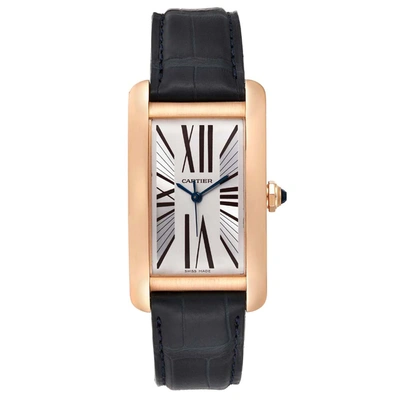 Pre-owned Cartier Silver 18k Rose Gold Tank Americaine Automatic 2505 Men's Wristwatch 45 X 27 Mm