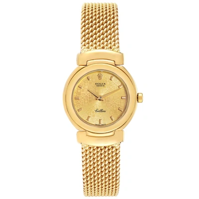 Pre-owned Rolex Champagne 18k Yellow Gold Cellini 6621 Women's Wristwatch 26 Mm