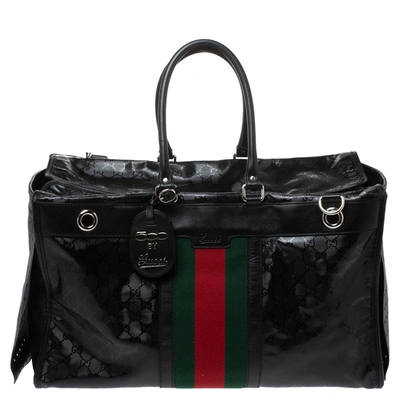 Pre-owned Gucci X Fiat Black Gg Imprime Canvas And Leather Special Edition Pet Carrier Bag