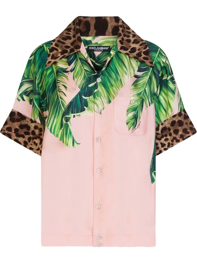 Shop Dolce & Gabbana Palm Print Shirt In Pink