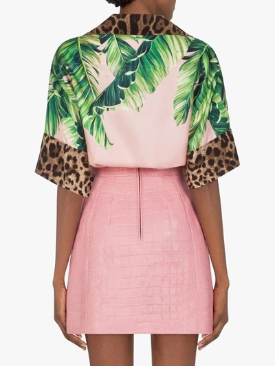 Shop Dolce & Gabbana Palm Print Shirt In Pink
