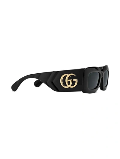 Shop Gucci Gg Tinted Rectangular Sunglasses In Black