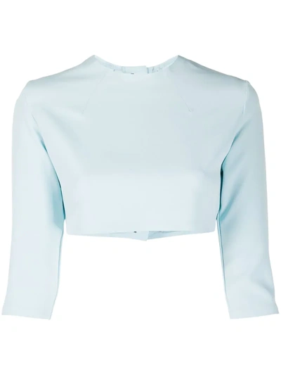 Shop A.w.a.k.e. Button-up Cropped Top In Blue