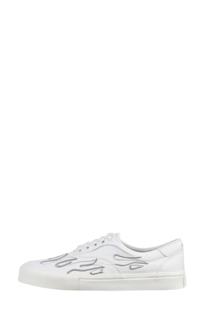 Shop Amiri Flame Applique Sneaker In White Grey