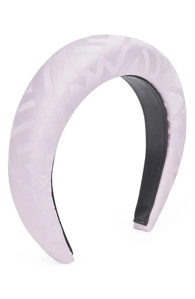 Shop Fendi Ff Logo Silk Jacquard Padded Headband In Anemone