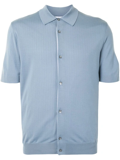 Shop Ferragamo Short-sleeve Knitted Cardigan In Blue