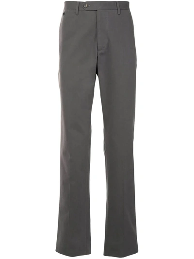 Shop Ferragamo Tapered Fit Cotton Trousers In Grey