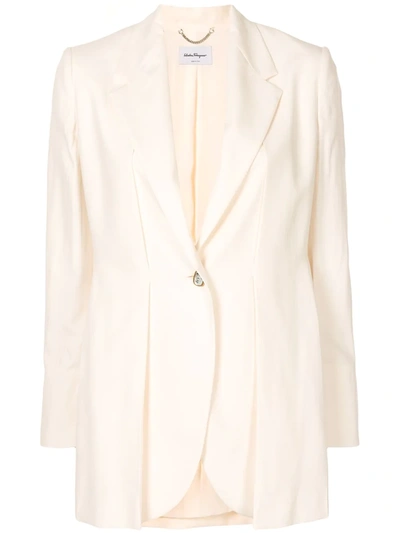 Shop Ferragamo Single Button Blazer In White