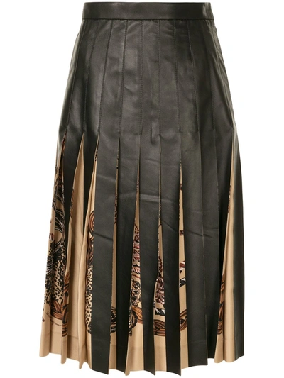 Shop Ferragamo Rope Print Detail Pleated Skirt In Black