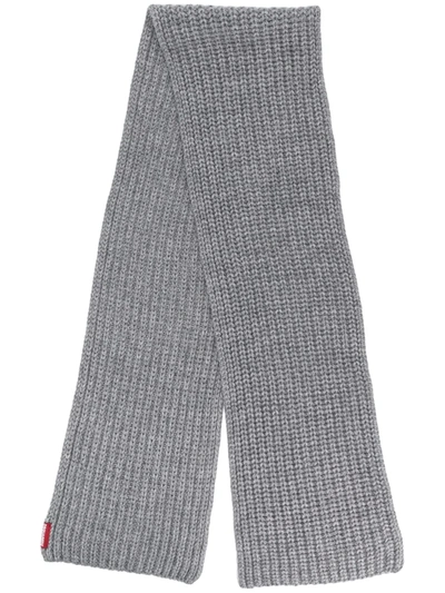 Shop Dsquared2 Rib Knit Scarf In Grey