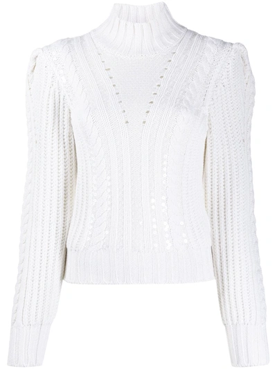 Shop Dondup Cable-knit Puff Sleeves Jumper In White