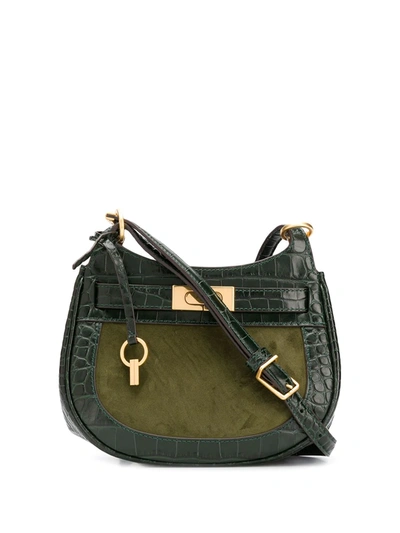 Shop Tory Burch Lee Radziwill Small Saddle Bag In Green