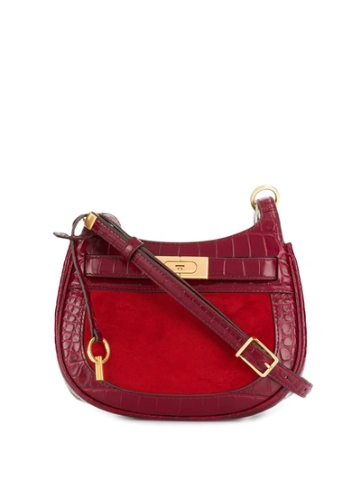 Shop Tory Burch Lee Radziwill Small Saddle Bag In Red