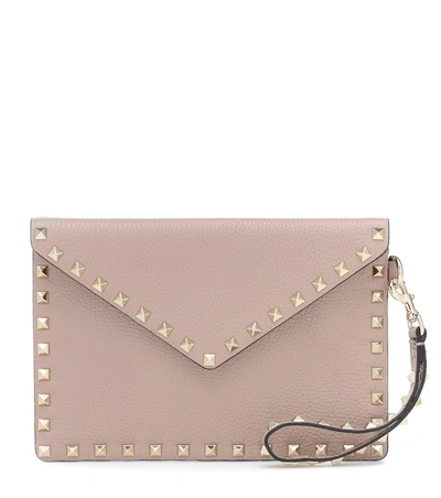 Shop Valentino Rockstud Small Leather Pouch In Pink