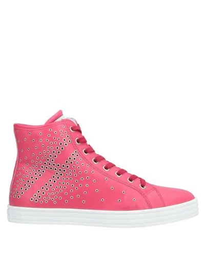 Shop Hogan Rebel Woman Sneakers Fuchsia Size 6.5 Soft Leather In Pink