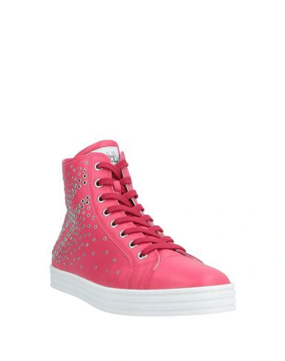 Shop Hogan Rebel Woman Sneakers Fuchsia Size 6.5 Soft Leather In Pink