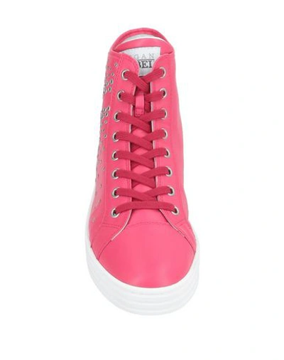 Shop Hogan Rebel Woman Sneakers Fuchsia Size 6.5 Soft Leather In Pink