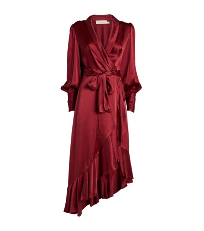 Shop Zimmermann Silk Wrap Midi Dress