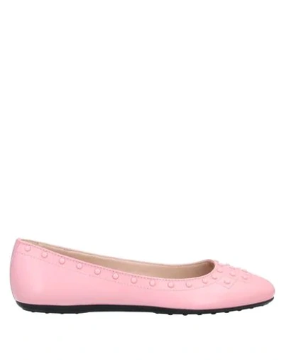 Shop Tod's Woman Ballet Flats Pink Size 8 Soft Leather