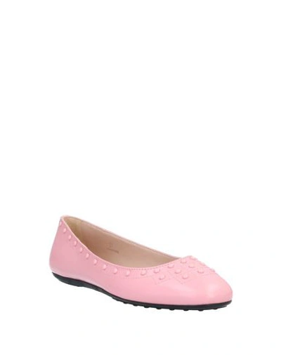 Shop Tod's Woman Ballet Flats Pink Size 8 Soft Leather