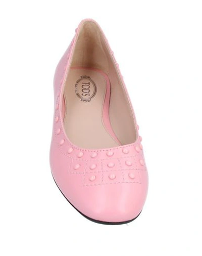 Shop Tod's Woman Ballet Flats Pink Size 8 Soft Leather