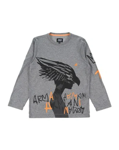 Shop Armani Junior T-shirts In Grey