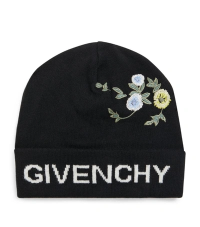 Shop Givenchy Kids Floral Logo Beanie Hat