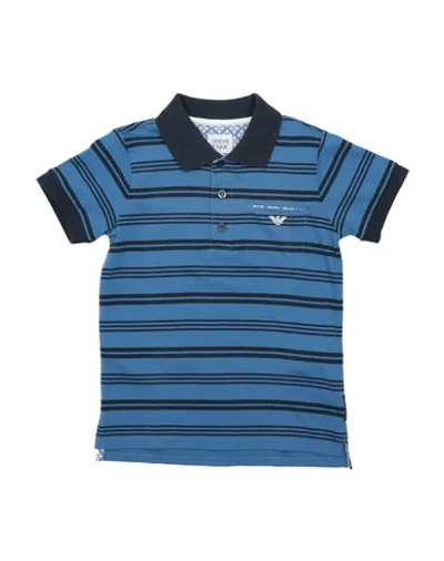 Shop Armani Junior Polo Shirt In Slate Blue