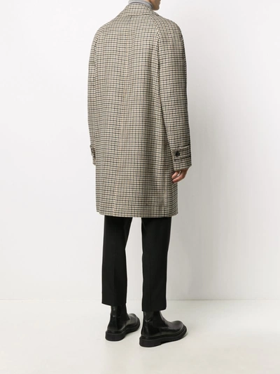 Shop Paul Smith Houndstooth-print Single Breasted Coat In Brown