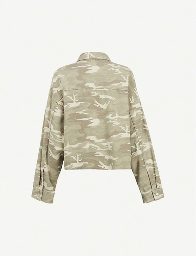 Shop Allsaints Womens Camouflage Cre Sol Oversized Camouflage-print Denim Jacket 8