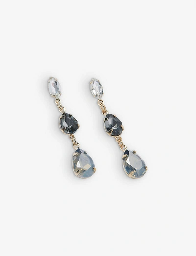 Shop The White Company Crystal-embellished Gold-plated Brass Earrings In Pale Gold