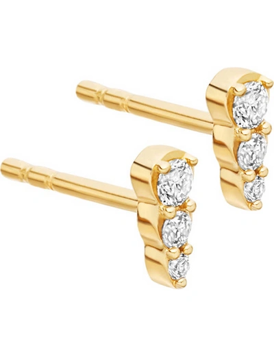 Shop Astley Clarke Mini Interstellar 14ct Gold And Diamond Stud Earrings