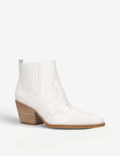 Shop Sam Edelman Winona Crocodile-embossed Leather Ankle Boots