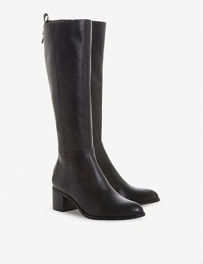 Shop Dune Trilly Knee-high Leather Boots In Black-leather
