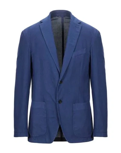Shop Altea Man Blazer Bright Blue Size 48 Cotton, Silk, Elastane