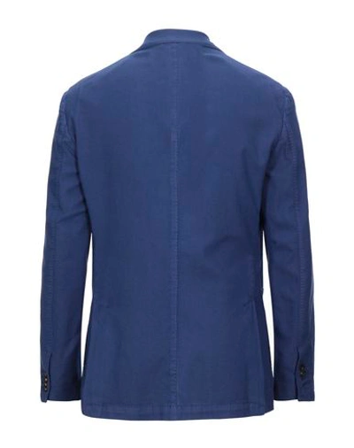 Shop Altea Man Blazer Bright Blue Size 48 Cotton, Silk, Elastane