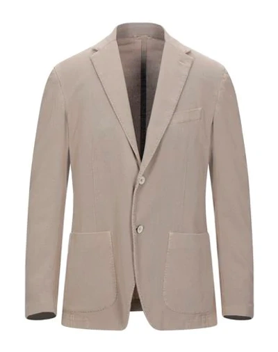 Shop Altea Man Suit Jacket Sand Size 42 Cotton, Silk, Elastane In Beige