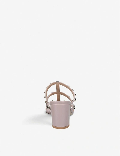 Valentino Garavani Rockstud Metallic Calfskin Leather Slide Sandal 60 Mm Woman Skin 41.5 In Champagne