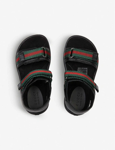 Shop Gucci Boys Black Kids Gaufrette Leather Sandals 1-4 Years