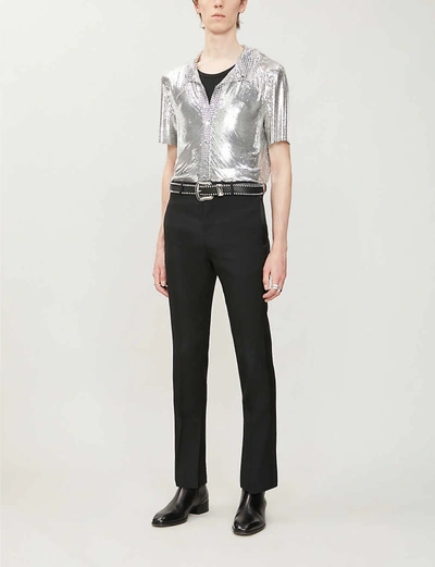 Shop Paco Rabanne Spread-collar Chainmail Shirt In Silver