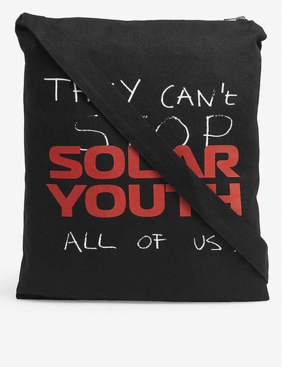 Shop Raf Simons Solar Youth Denim Printed Tote Bag