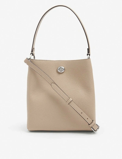 Shop Coach Charlie Leather Bucket Bag In Lh/taupe