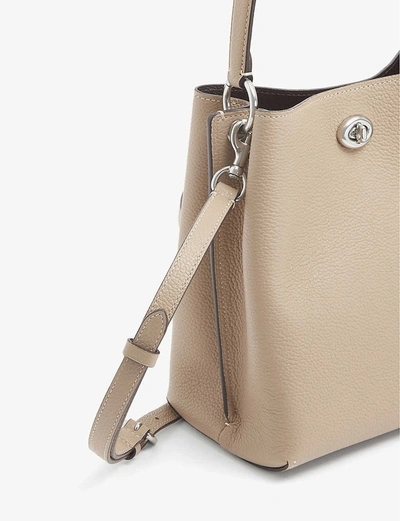 Shop Coach Charlie Leather Bucket Bag In Lh/taupe