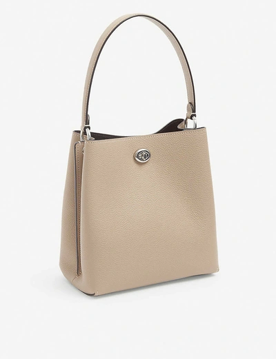Shop Coach Charlie Leather Bucket Bag In Lh/taupe