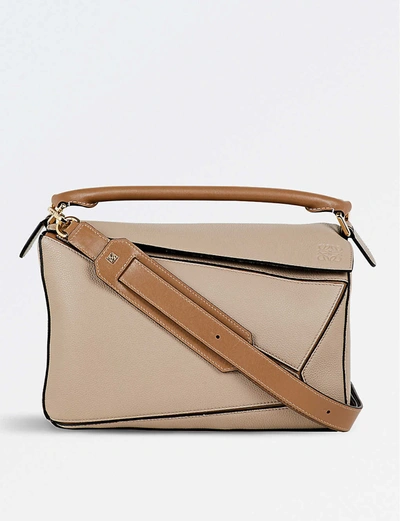 Shop Loewe Puzzle Medium Multi-function Leather Bag In Sand/mink Colour