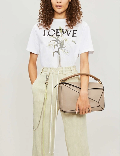 Shop Loewe Puzzle Medium Multi-function Leather Bag In Sand/mink Colour