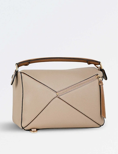 Shop Loewe Puzzle Medium Multi-function Leather Bag In Sand/mink Colour
