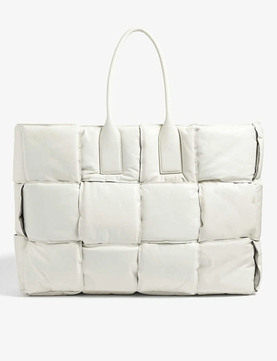 Shop Bottega Veneta Squash Large Leather Tote Bag In White